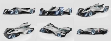 Markasız, jenerik konsept bir arabanın 3 boyutlu çizimi