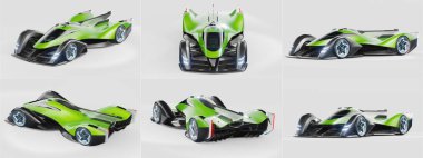 Markasız, jenerik konsept bir arabanın 3 boyutlu çizimi