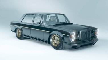 Markasız, jenerik konsept bir arabanın 3 boyutlu çizimi