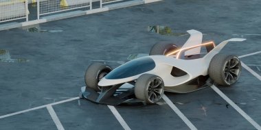 Markasız, jenerik konsept bir arabanın 3 boyutlu çizimi