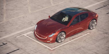 Markasız, jenerik konsept bir arabanın 3 boyutlu çizimi