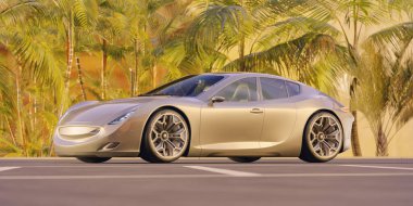 Markasız, jenerik konsept bir arabanın 3 boyutlu çizimi