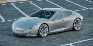 Markasız, jenerik konsept bir arabanın 3 boyutlu çizimi