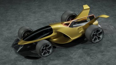 Markasız, jenerik konsept bir arabanın 3 boyutlu çizimi