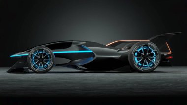 Markasız, jenerik konsept bir arabanın 3 boyutlu çizimi