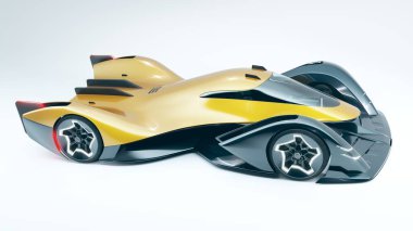 Markasız, jenerik konsept bir arabanın 3 boyutlu çizimi