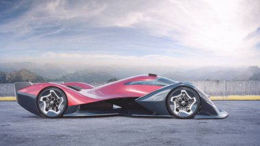 Markasız, jenerik konsept bir arabanın 3 boyutlu çizimi