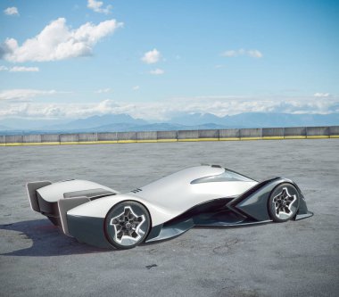 Markasız, jenerik konsept bir arabanın 3 boyutlu çizimi