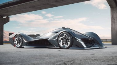 Markasız, jenerik konsept bir arabanın 3 boyutlu çizimi