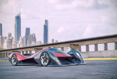 Markasız, jenerik konsept bir arabanın 3 boyutlu çizimi