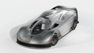 Markasız, jenerik konsept bir arabanın 3 boyutlu çizimi