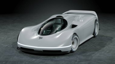 Markasız, jenerik konsept bir arabanın 3 boyutlu çizimi