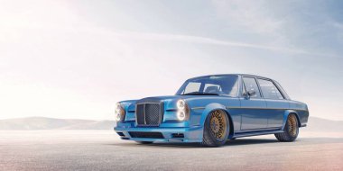 Markasız, jenerik konsept bir arabanın 3 boyutlu çizimi