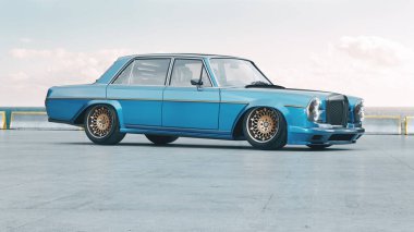 Markasız, jenerik konsept bir arabanın 3 boyutlu çizimi