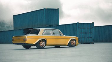 Markasız, jenerik konsept bir arabanın 3 boyutlu çizimi