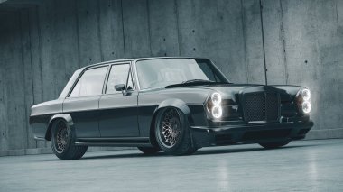 Markasız, jenerik konsept bir arabanın 3 boyutlu çizimi