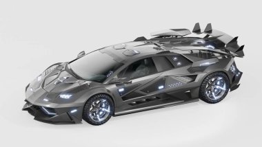 Markasız, jenerik konsept bir arabanın 3 boyutlu çizimi