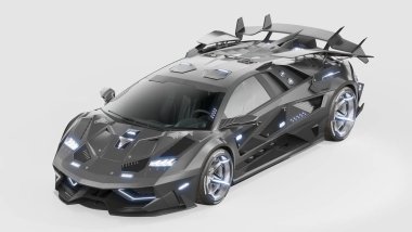 Markasız, jenerik konsept bir arabanın 3 boyutlu çizimi