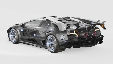 Markasız, jenerik konsept bir arabanın 3 boyutlu çizimi