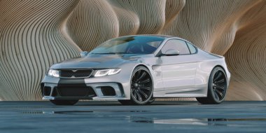 Markasız, jenerik konsept bir arabanın 3 boyutlu çizimi