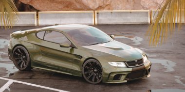 Markasız, jenerik konsept bir arabanın 3 boyutlu çizimi