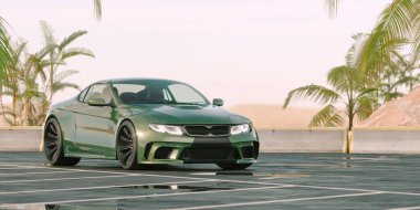 Markasız, jenerik konsept bir arabanın 3 boyutlu çizimi