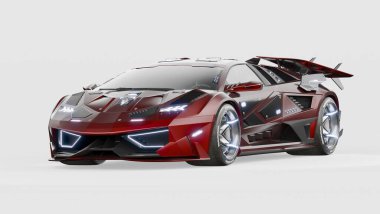 Markasız, jenerik konsept bir arabanın 3 boyutlu çizimi