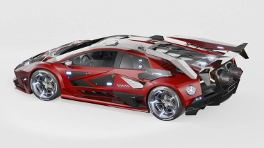 Markasız, jenerik konsept bir arabanın 3 boyutlu çizimi