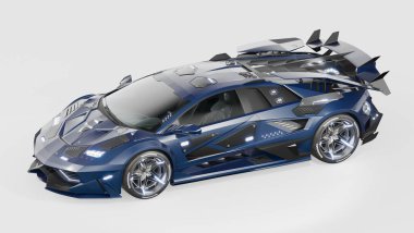 Markasız, jenerik konsept bir arabanın 3 boyutlu çizimi