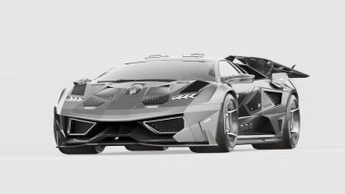 Markasız, jenerik konsept bir arabanın 3 boyutlu çizimi