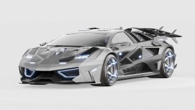 Markasız, jenerik konsept bir arabanın 3 boyutlu çizimi