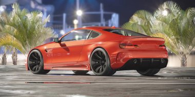 Markasız, jenerik konsept bir arabanın 3 boyutlu çizimi