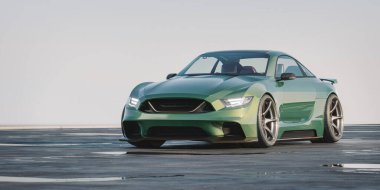 Markasız, jenerik konsept bir arabanın 3 boyutlu çizimi