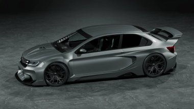 Markasız, jenerik konsept bir arabanın 3 boyutlu çizimi