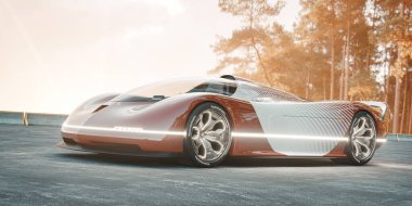 Markasız, jenerik konsept bir arabanın 3 boyutlu çizimi