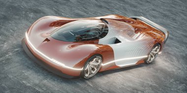 Markasız, jenerik konsept bir arabanın 3 boyutlu çizimi