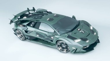 Markasız, jenerik konsept bir arabanın 3 boyutlu çizimi