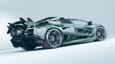 Markasız, jenerik konsept bir arabanın 3 boyutlu çizimi