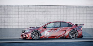 Markasız, jenerik konsept bir arabanın 3 boyutlu çizimi