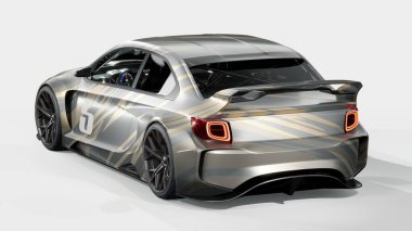 Markasız, jenerik konsept bir arabanın 3 boyutlu çizimi