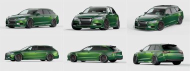 Markasız, jenerik konsept bir arabanın 3 boyutlu çizimi