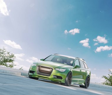 Markasız, jenerik konsept bir arabanın 3 boyutlu çizimi