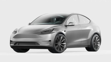 Stüdyo ortamında markasız, jenerik SUV konsept bir arabanın 3 boyutlu çizimi