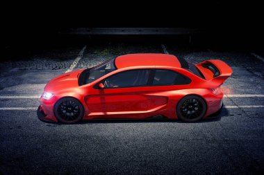 Markasız, jenerik konsept bir arabanın 3 boyutlu çizimi