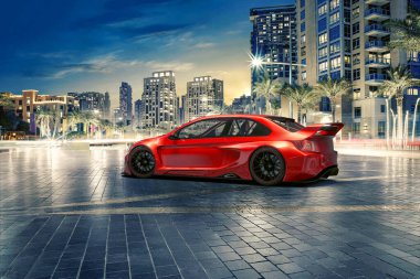 Markasız, jenerik konsept bir arabanın 3 boyutlu çizimi