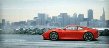 Markasız, jenerik konsept bir arabanın 3 boyutlu çizimi