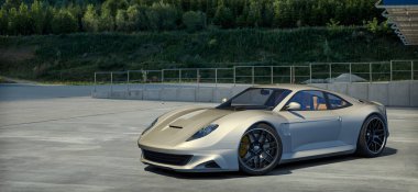 Markasız, jenerik konsept bir arabanın 3 boyutlu çizimi