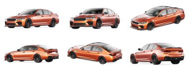 Markasız, jenerik konsept bir arabanın 3 boyutlu çizimi