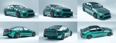 Markasız, jenerik konsept bir arabanın 3 boyutlu çizimi