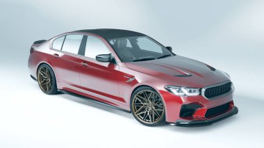 Markasız, jenerik konsept bir arabanın 3 boyutlu çizimi